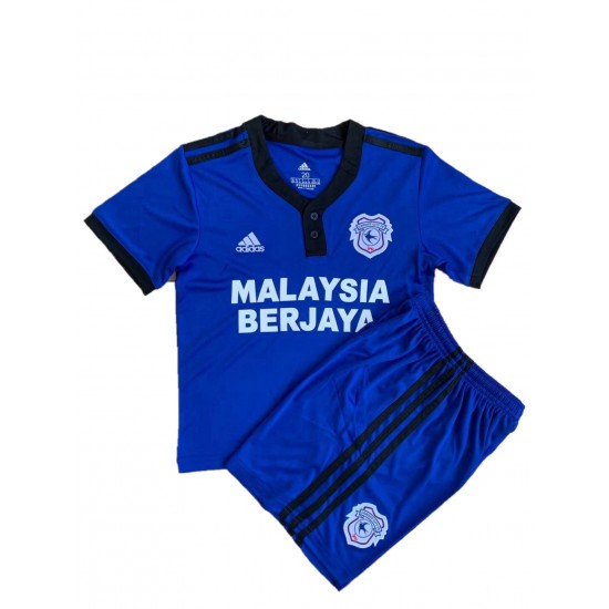 Camisola Cardiff City Criança Equipamento Primeiro 2021-2022 Manga Curta